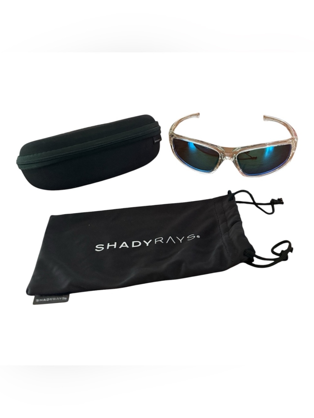 Shady Rays Polarized Sunglasses - Clear Frame with Blue Mirrored Lenses